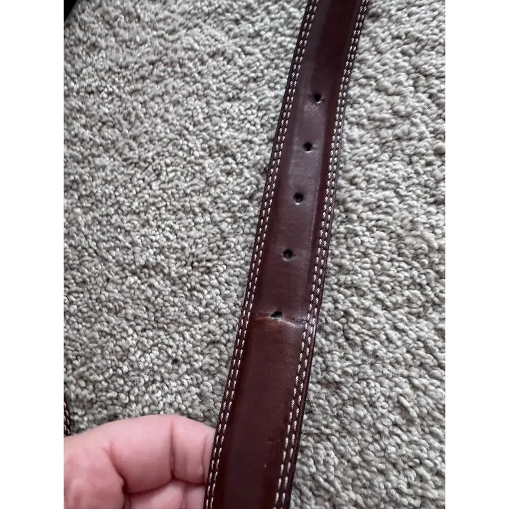 Dockers Brown Leather Belt Men's Waist Size 36 w/ Silver Hardware